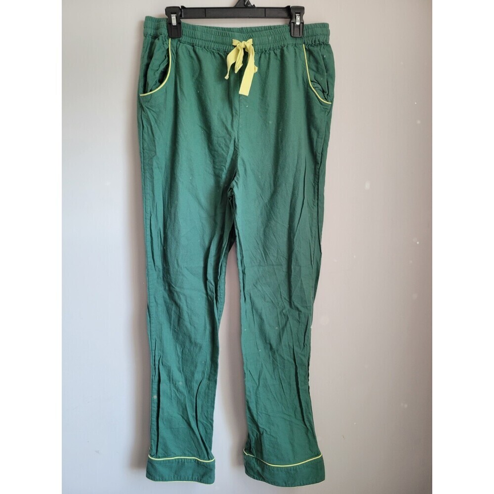 LAKE Green Yellow Trim Flannel Pajama Pants Sleepwear Sz L